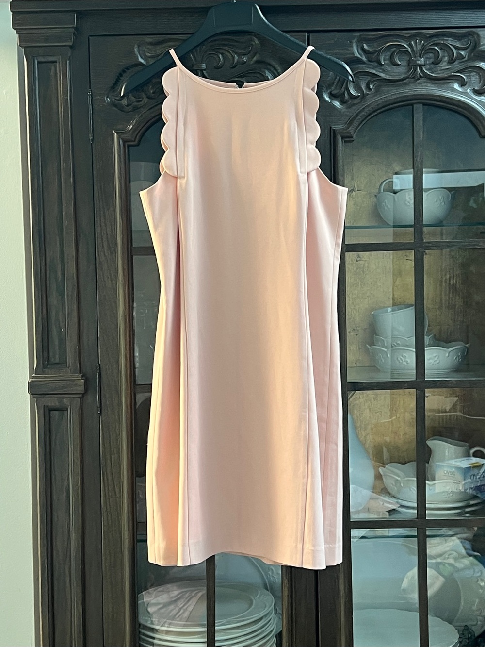 Ann Taylor Women's Scallop-Shoulder Shift Dress in Light Pink